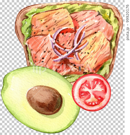 Avocado watercolor png element 99920176