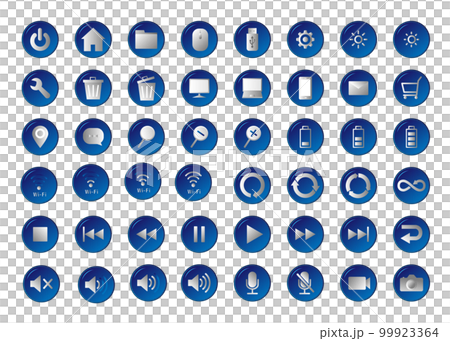 PC IT IT関連 青いビジネス PC パソコンのアイコン素材 イラストセット 99923364
