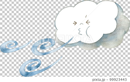 冷たい北風を吹く雲のキャラクターのイラストのイラスト素材 [99923443] - PIXTA