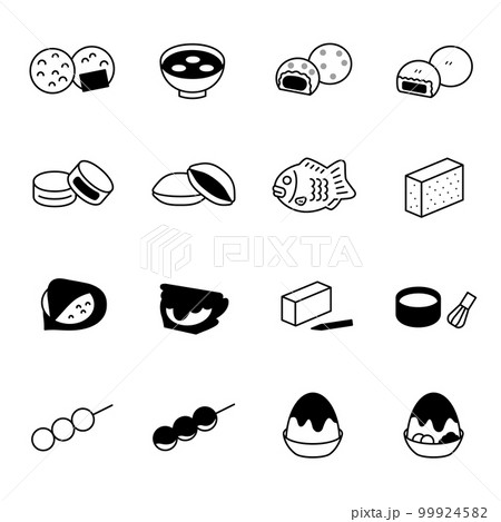 日本の食べ物、和菓子のアイコンセット 99924582