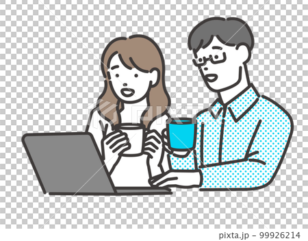 Vector illustration of a couple watching a PC while relaxing / movie / holiday 99926214