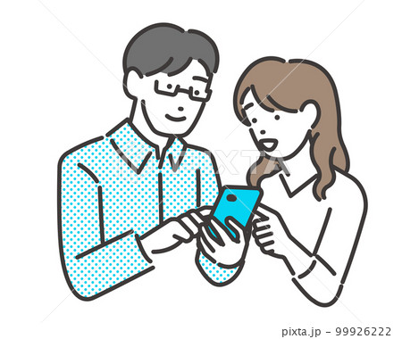 スマホを操作する夫婦のベクターイラスト素材／申し込み／チェック 99926222
