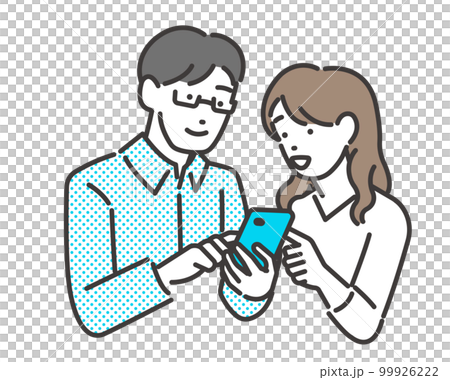 スマホを操作する夫婦のベクターイラスト素材／申し込み／チェック 99926222