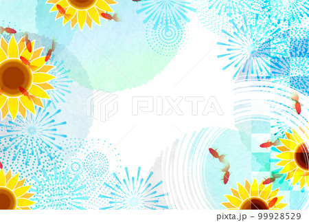 向日葵　暑中見舞い　水彩　背景 99928529