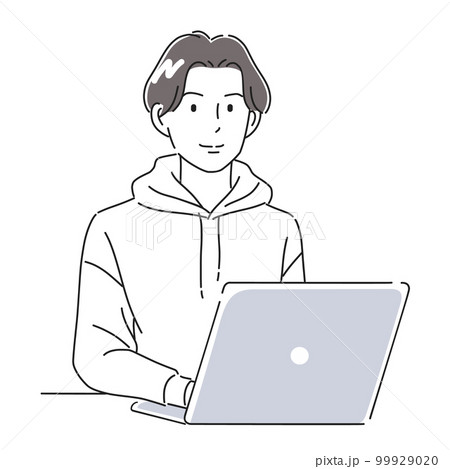 ノートパソコンを操作する男性のイラスト素材 ノートパソコンを操作する男性のイラスト素材 99929020