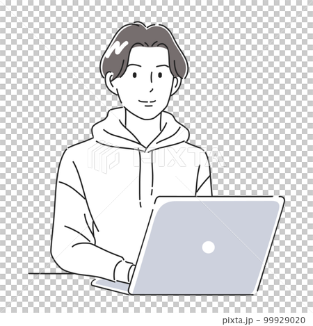 ノートパソコンを操作する男性のイラスト素材 ノートパソコンを操作する男性のイラスト素材 99929020