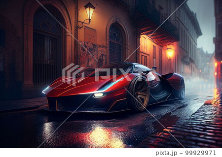 Bangkok, Thailand, 03.04.2023: Super car running in midtown Created with Generative AI technology. 99929971