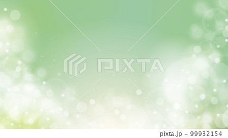 キラキラ輝く緑色の丸ボケ背景イラスト 99932154