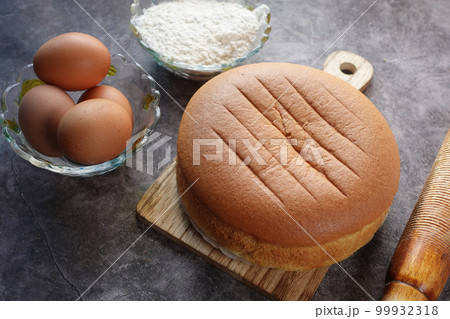 baking cake with ingredient on black background, 99932318