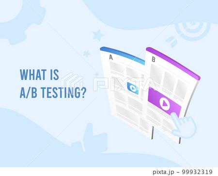 What is AB testing illustration. Split A and B test comparison with randomized experiments of ui, ux design, SEO, interface elements. Flat vector illustration 99932319