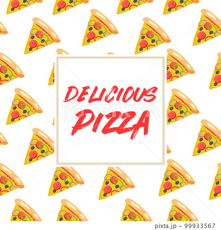 Pizza slice seamless pattern. Pizza box background 99933567