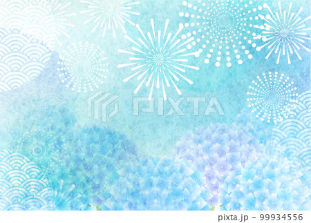 花火 暑中見舞い 水彩 背景 花火 暑中見舞い 水彩 背景 99934556
