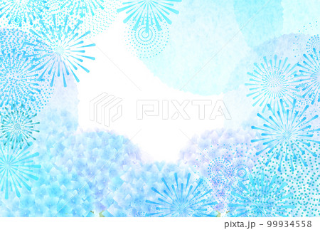 花火　暑中見舞い　水彩　背景 99934558