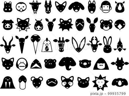 シンプルでグラフィカルな動物の顔イラスト集 99935799