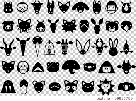 シンプルでグラフィカルな動物の顔イラスト集 99935799