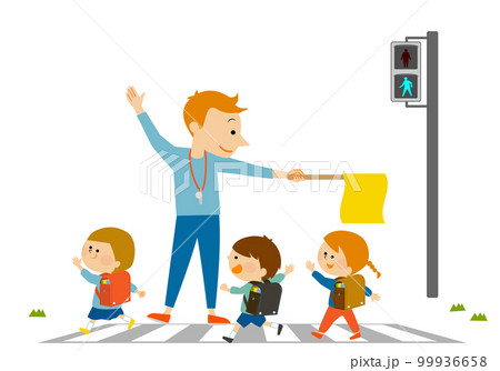 交通安全 登下校 横断歩道をわたる子供 交通安全 登下校 横断歩道をわたる子供 99936658