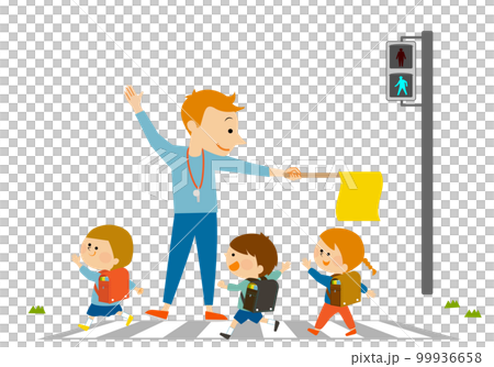 交通安全 登下校 横断歩道をわたる子供 交通安全 登下校 横断歩道をわたる子供 99936658