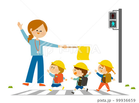 交通安全 登下校 横断歩道をわたる子供 交通安全 登下校 横断歩道をわたる子供 99936659