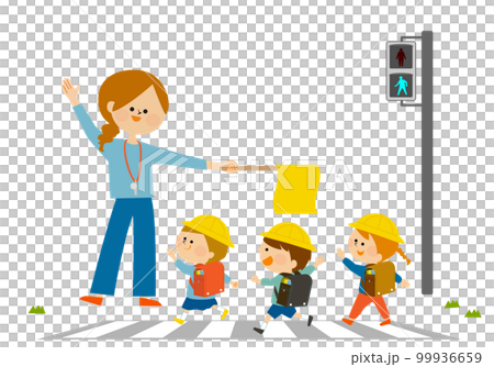 交通安全 登下校 横断歩道をわたる子供 交通安全 登下校 横断歩道をわたる子供 99936659