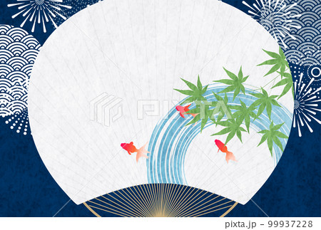 花火　暑中見舞い　水彩　背景 99937228