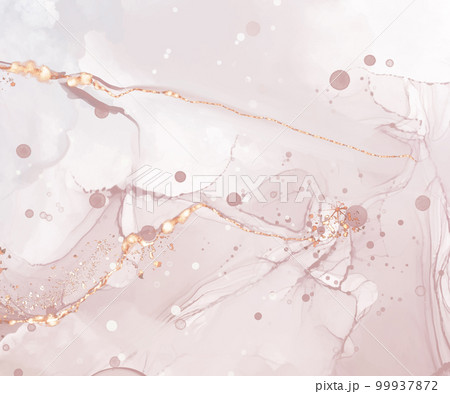 Vector Alcohol ink shape in tender coral and gold. 99937872