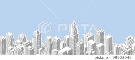 都市の全景ベクターイラスト. 街並み. 都市の全景ベクターイラスト. 街並み. 99938046