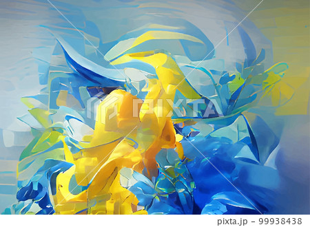 Abstract background modern futuristic graphic. Yellow, Blue chaotic background. 99938438