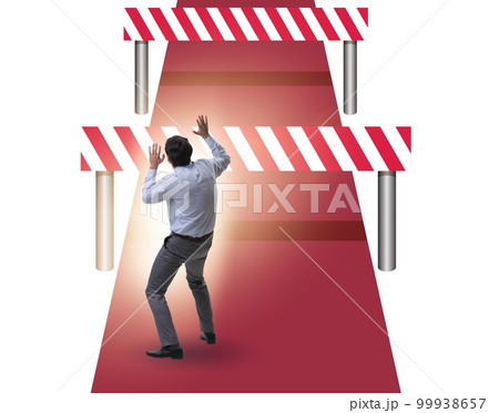 Businessman facing running barriers in challenging business 99938657
