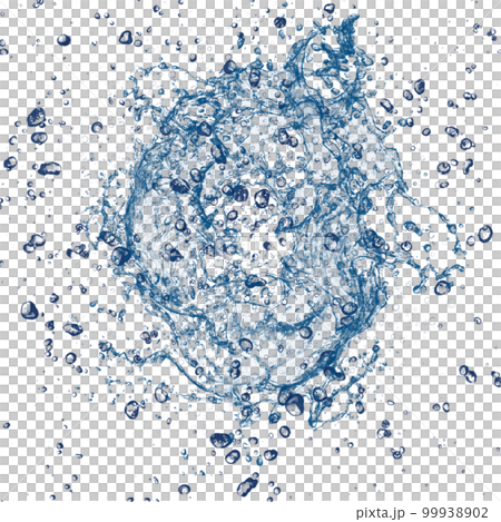Blue Water Splash Object on Transparent Background. 99938902