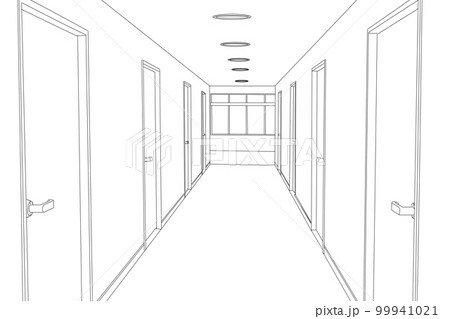 建物の通路白黒 99941021