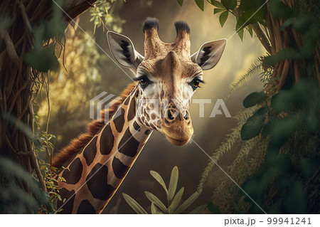 Giraffe close-up. Generative AI. 99941241
