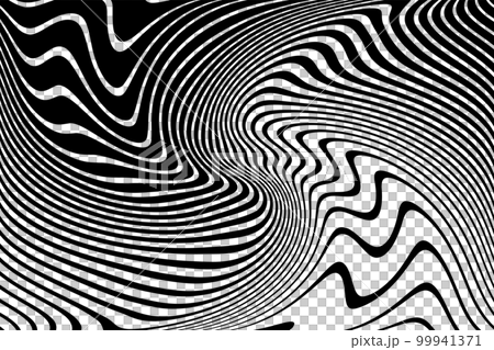 Abstract Black and White Wavy Lines Pattern with Whirl Motion Illusion Effect. Vector Art. 99941371