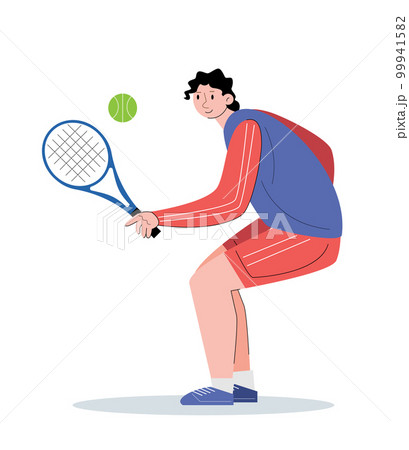 people character playing tennis vector illustration 99941582
