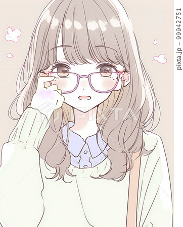 メガネ少女のスケッチ風イラスト「AI生成画像」 99942751