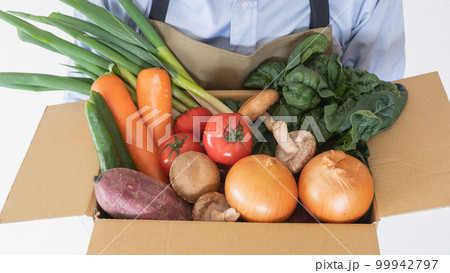 箱詰めされた新鮮野菜｜野菜の宅配サービス　イメージ 99942797