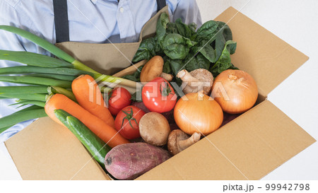 箱詰めされた新鮮野菜｜野菜の宅配サービス　イメージ 99942798