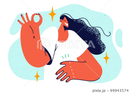 Woman shows OK gesture to report successful completion of job or to agree to proposed initiative Woman shows OK gesture to report successful completion of job or to agree to proposed initiative 99943574