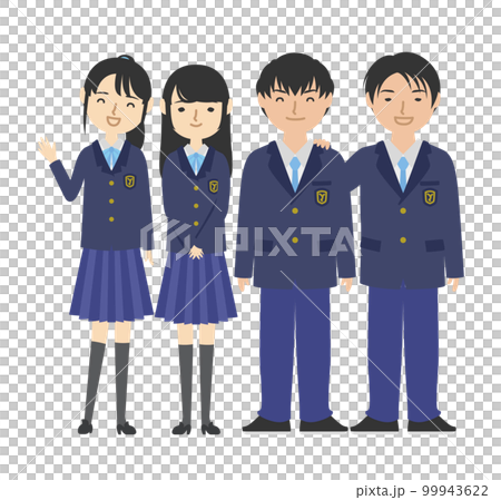 High school students wearing blue blazer uniforms 99943622