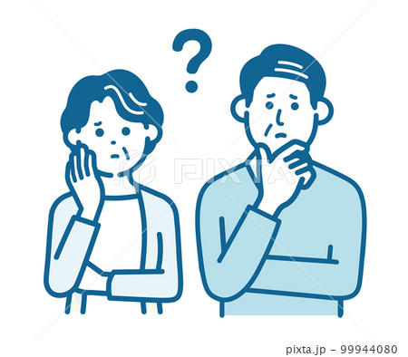 疑問を浮かべる高齢夫婦 疑問を浮かべる高齢夫婦 99944080