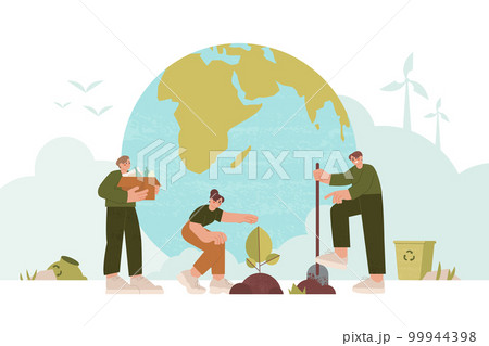 Flat people take care about planet ecology Flat people take care about planet ecology 99944398