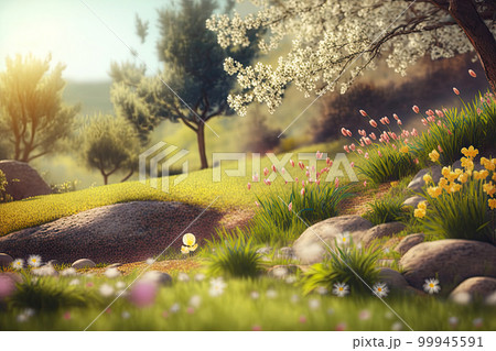 Spring Beautiful Background. Illustration...のイラスト素材 [99945591] - PIXTA