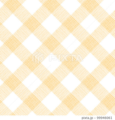 オレンジ色の手描き風ななめのチェック柄イラスト オレンジ色の手描き風ななめのチェック柄イラスト 99946061