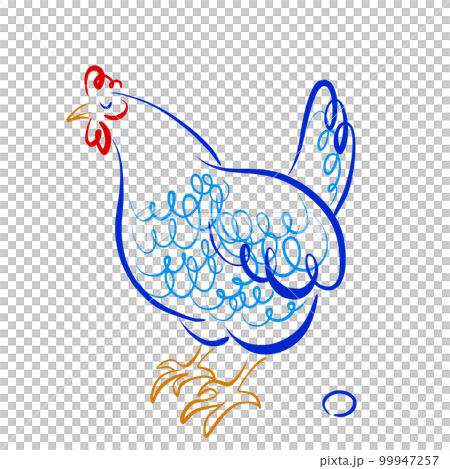 一隻母雞下了蛋，正要出去散步的插圖 99947257