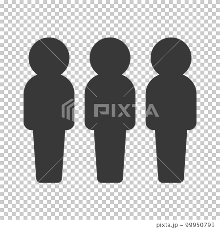 横に並んで立っている3人の人のアイコン･ピクトグラム - チーム･集団のイメージ 99950791