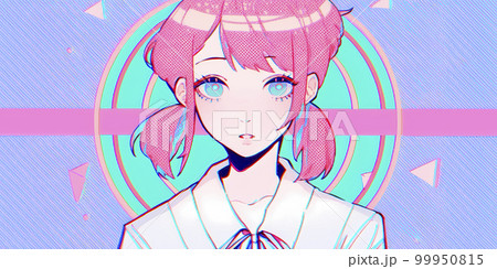 アンドロジナスなトランス女性　パステルピンク　アニメ風イラスト「AI生成画像」 99950815