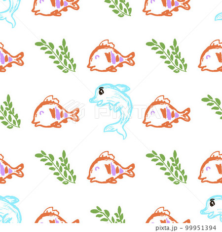 Seamless pattern. Children's drawings with wax crayons 99951394