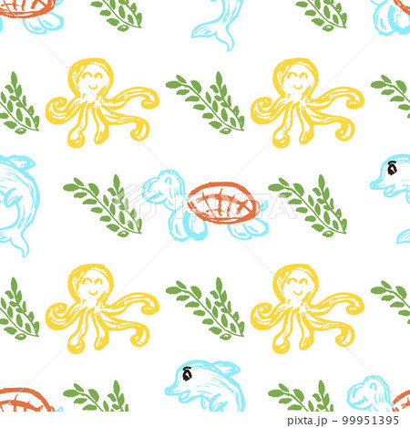 Seamless pattern. Children's drawings with wax crayons 99951395