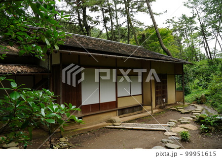 三渓園、日本庭園、緑、新緑、建築、日本、神奈川、庭園、木造建築、日本建築、窓、ガラス、芝生、野外、空 99951615