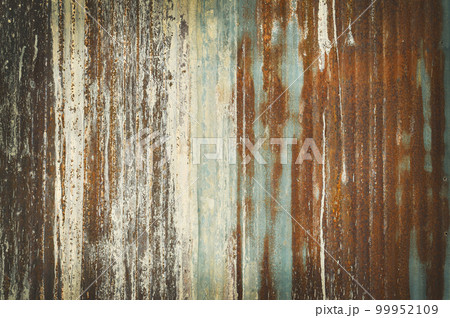 Old zinc wall texture background, rusty on galvanized metal panel sheeting. 99952109