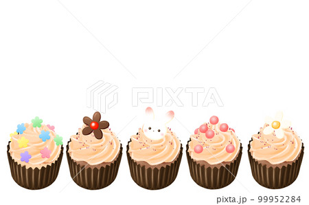 カップケーキ オレンジクリーム5種 白(透過)背景 イラスト素材 色違い・差分あり カップケーキ オレンジクリーム5種 白(透過)背景 イラスト素材 色違い・差分あり 99952284
